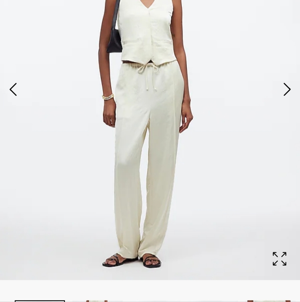 Madewell Pintucked Slim Pull-On Pants in Satin